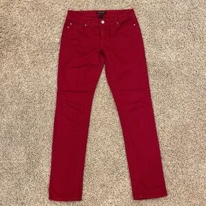 White House Black Market Blanc 2R Leg Red Burgundy Mid Rise Denim Jeans